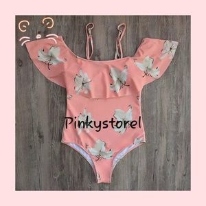 💮Floral Ruffle Peach Swimsuit 💮
